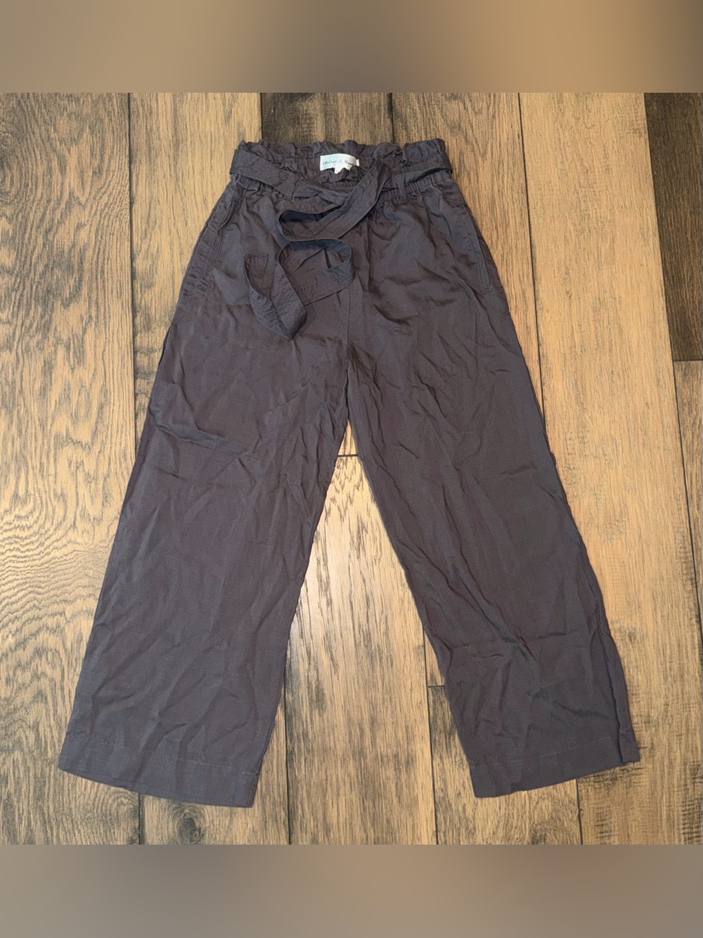 Boutique Brand Chelsea & Theodore Charcoal Gray Relaxed Drawstring Chinos sz XS